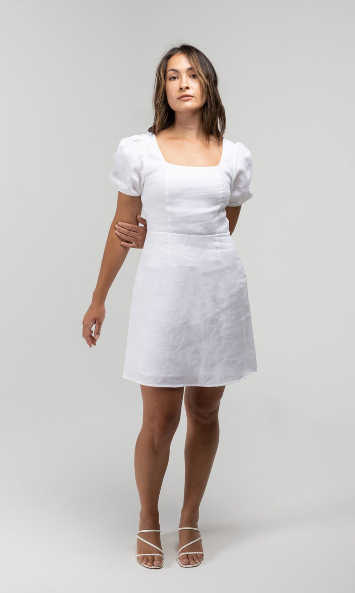 Bow Tie Mini Dress White Dress Vacation Beyond Linen Blend Mini Dress White  Princess Polly