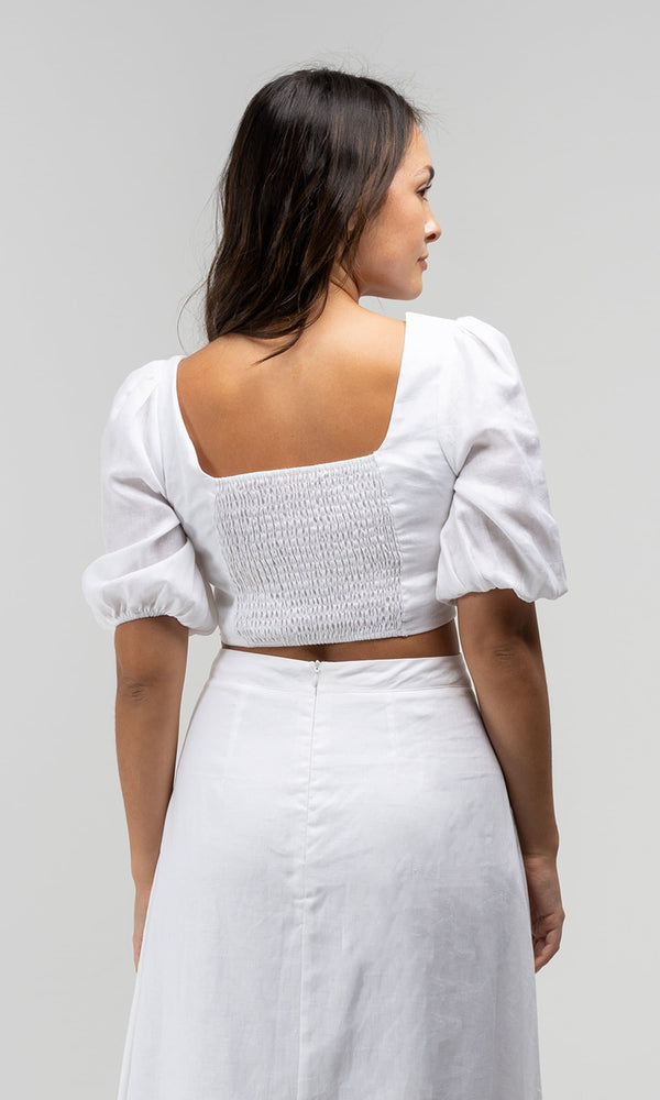 OLIVIA WHITE LINEN TOP