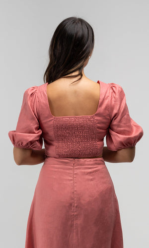 OLIVIA PINK LINEN TOP