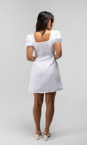 OLIVIA WHITE LINEN MINI DRESS