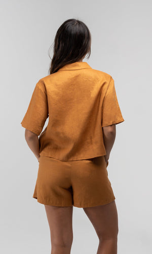PALOMA TANGERINE LINEN SHIRT