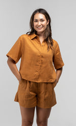PALOMA TANGERINE LINEN SHIRT