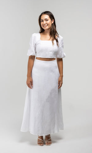 OLIVIA WHITE LINEN TOP