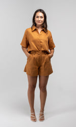 DYLAN TANGERINE LINEN SHORT