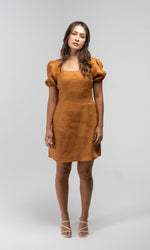 OLIVIA TANGERINE LINEN MINI DRESS