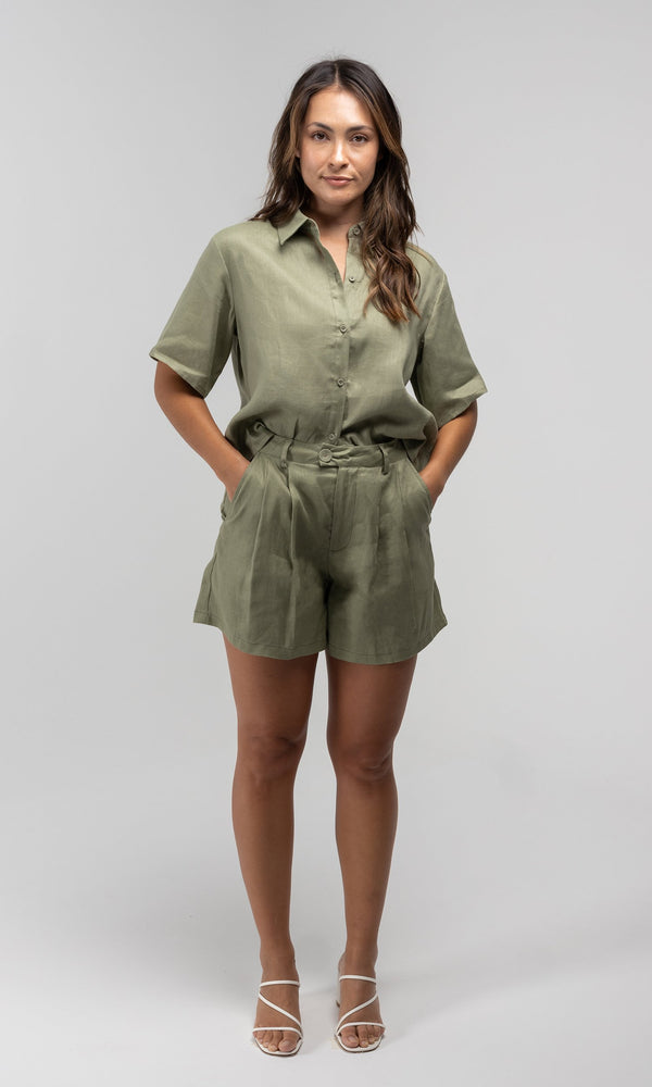 DYLAN SAGE LINEN SHORT - Bottoms