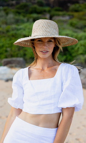 OLIVIA WHITE LINEN TOP