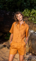 PALOMA TANGERINE LINEN SHIRT