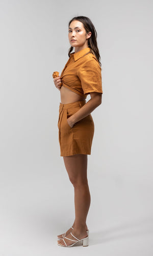 DYLAN TANGERINE LINEN SHORT