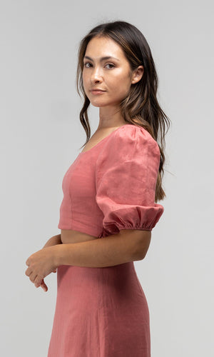 OLIVIA PINK LINEN TOP