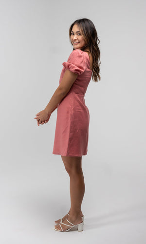 OLIVIA PINK LINEN MINI DRESS
