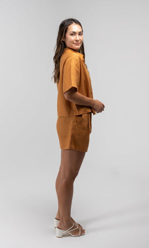 PALOMA TANGERINE LINEN SHIRT