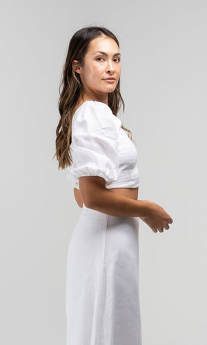 OLIVIA WHITE LINEN TOP