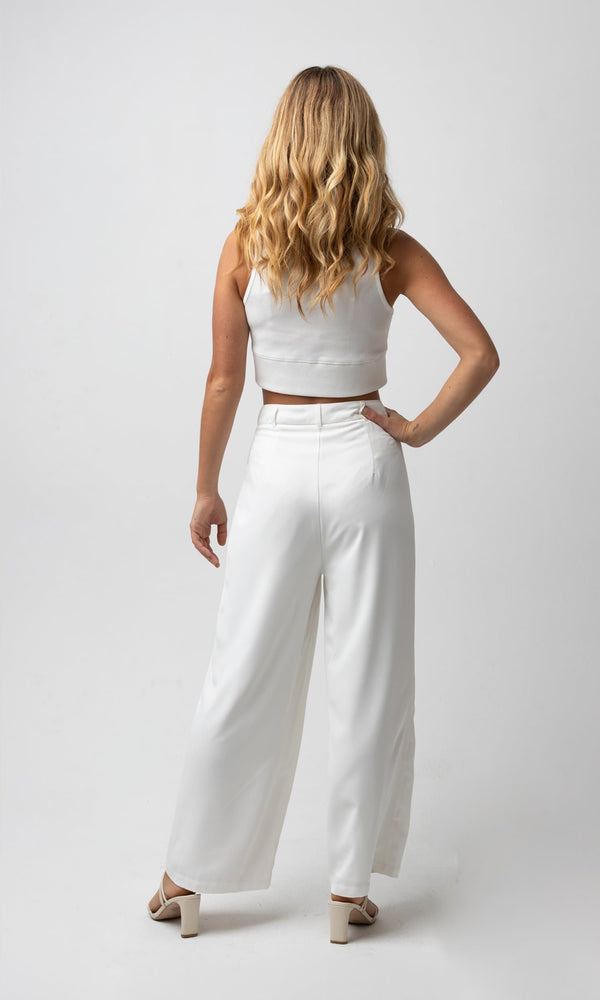 BELLA WHITE HIGH NECK CROP TOP - Shirts