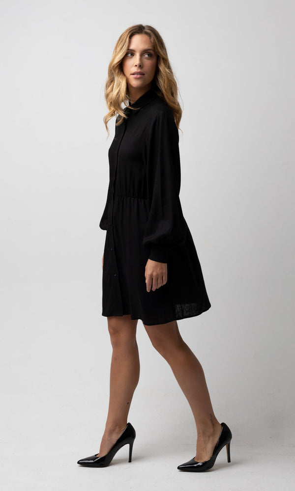 CLEO BLACK BALLOON SLEEVE DRESS - Dresses