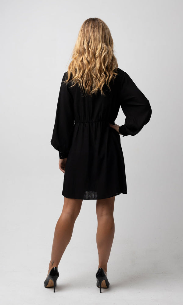 CLEO BLACK BALLOON SLEEVE DRESS - Dresses