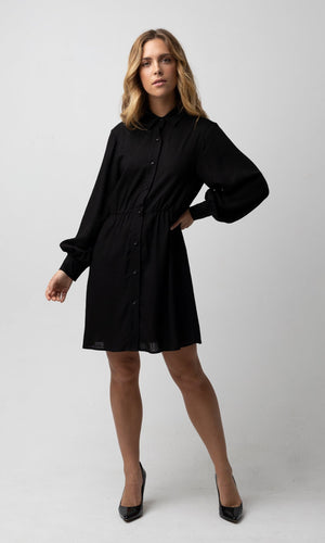 Her Apparel - CLEO BLACK BALLOON SLEEVE DRESS Her Apparel - CLEO BLACK BALLOON SLEEVE DRESS