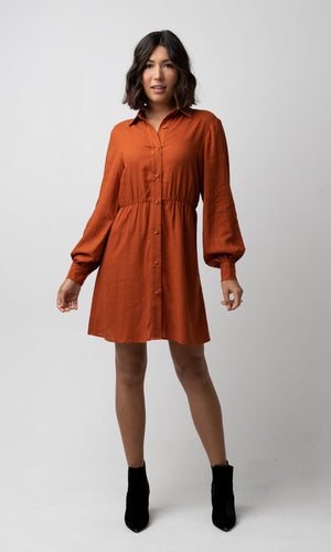 CLEO RUST BALLOON SLEEVE DRESS - Dresses