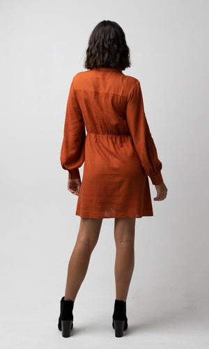 CLEO RUST BALLOON SLEEVE DRESS - Dresses