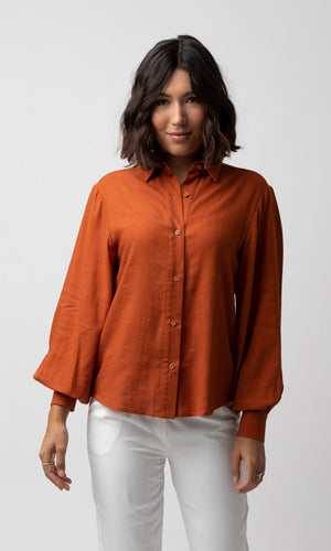 CLEO RUST BALLOON SLEEVE SHIRT - Shirts