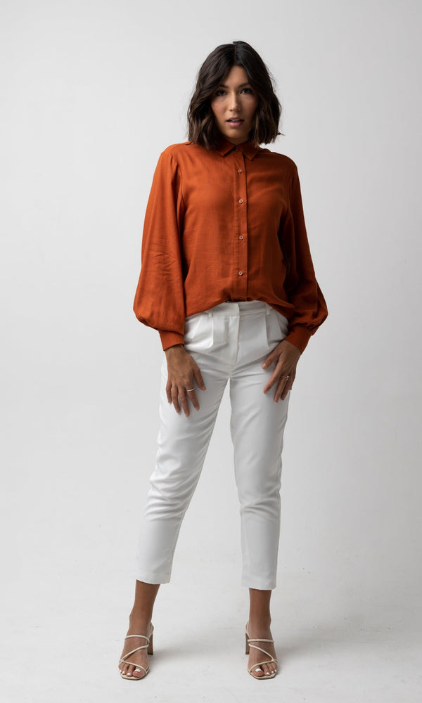 CLEO RUST BALLOON SLEEVE SHIRT - Shirts