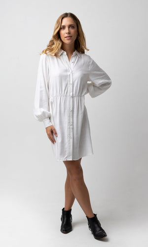 CLEO WHITE BALLOON SLEEVE DRESS - Dresses