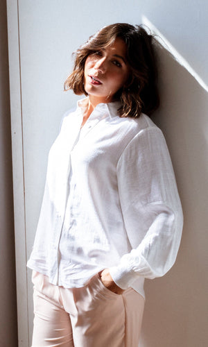 CLEO WHITE BALLOON SLEEVE SHIRT - Shirts