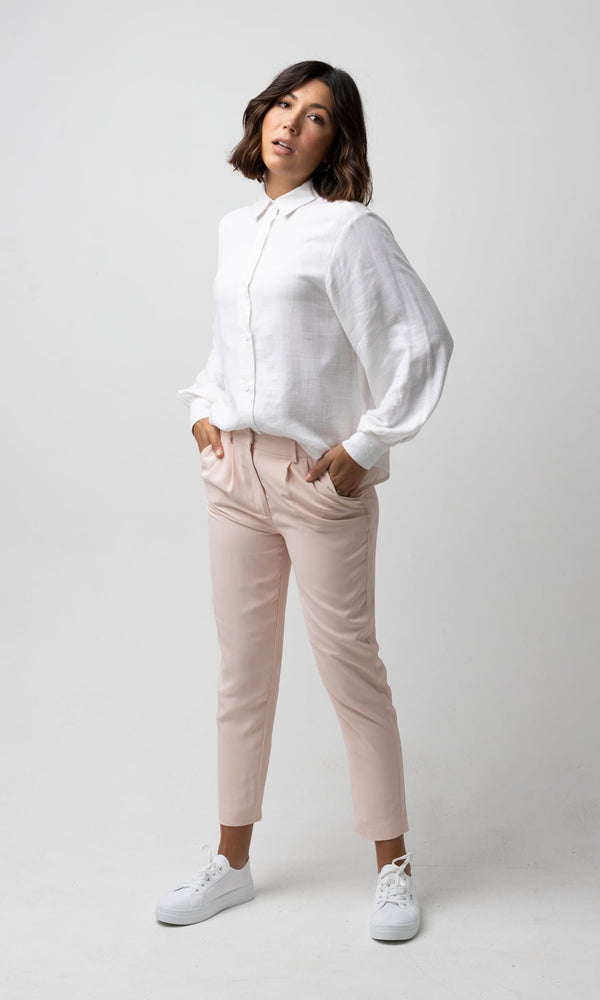 CLEO WHITE BALLOON SLEEVE SHIRT - Shirts