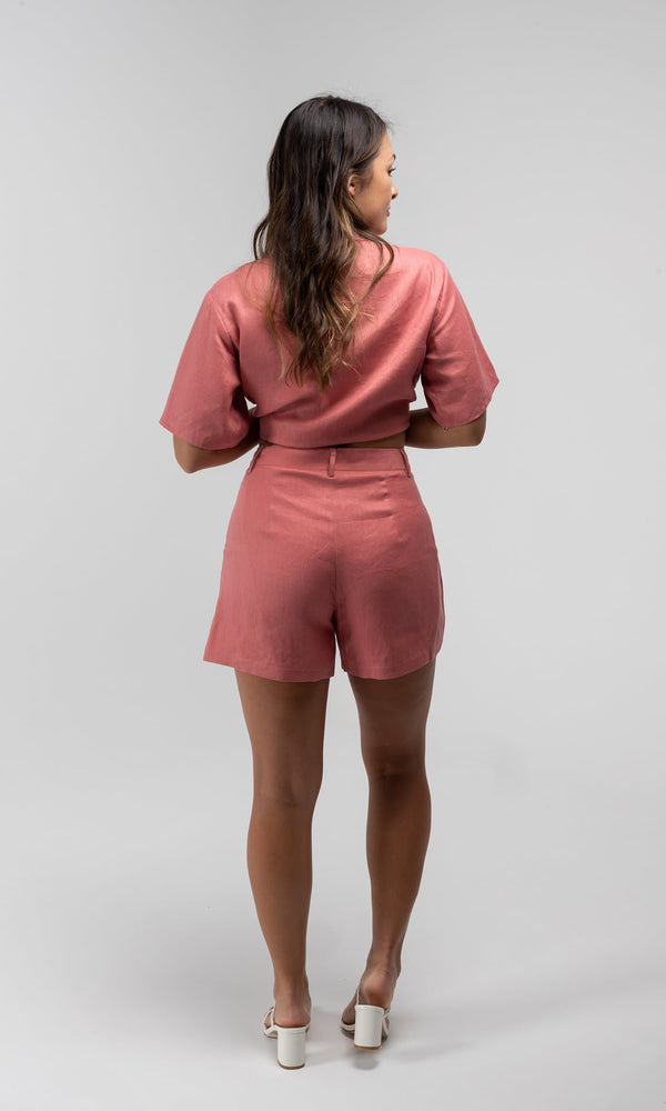 DYLAN PINK LINEN SHORT - Bottoms