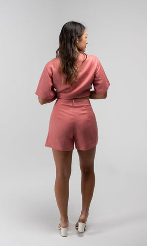 DYLAN PINK LINEN SHORT - Bottoms