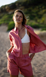 DYLAN PINK LINEN SHORT - Bottoms