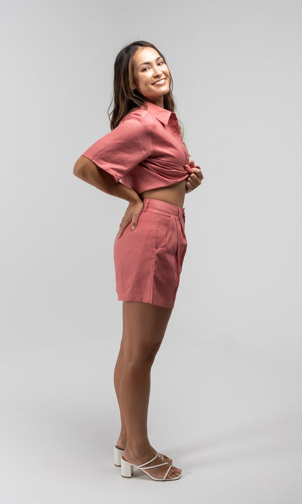 DYLAN PINK LINEN SHORT - Bottoms
