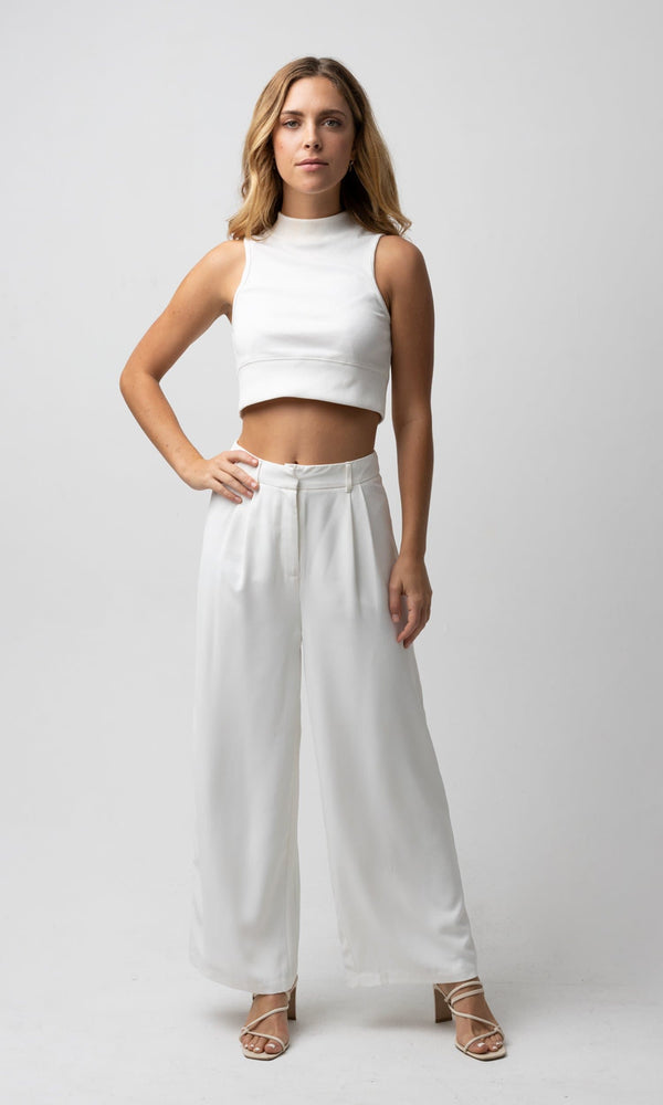 MIA WHITE WIDE LEG PANT - Pants